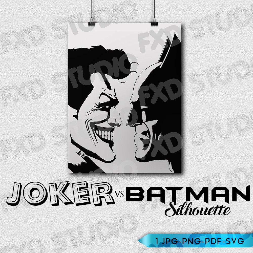 Joker Vs Batman Silhouette Clip Art Image Batman Joker Etsy