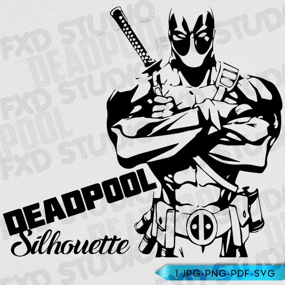 Download Deadpool Silhouette Clip Art Image Deadpool Comic Silhouette Etsy