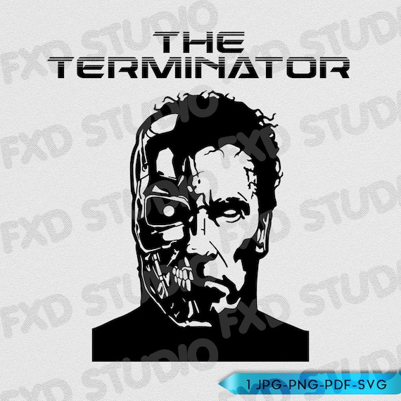 Download The Terminator Half Robot Half Human Silhouette Clip Art Etsy