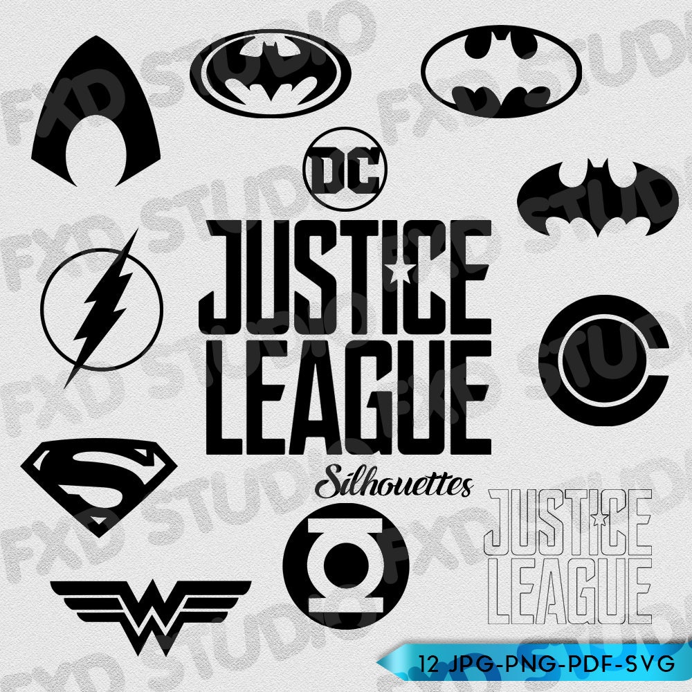 Justice League Logos Black Silhouette Clip Art Images Justice Etsy