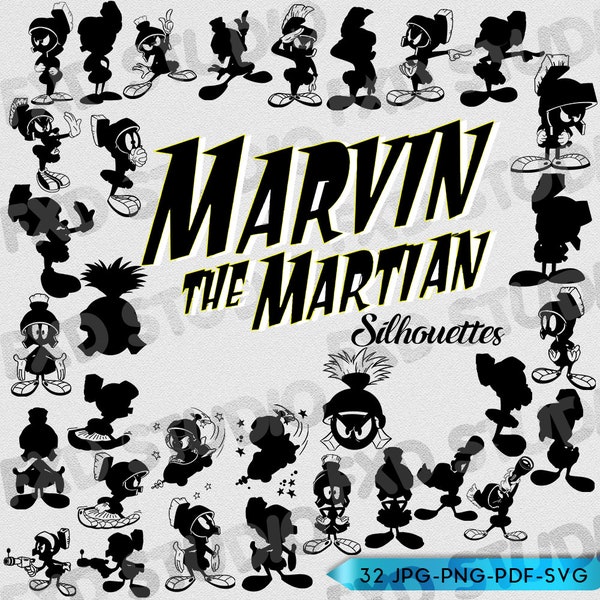 Martian Silhouette Clip Art Image, Martian Clip Art, T-shirt Printable, SVG Cut file, Space Cartoon Character, Cricut SVG File