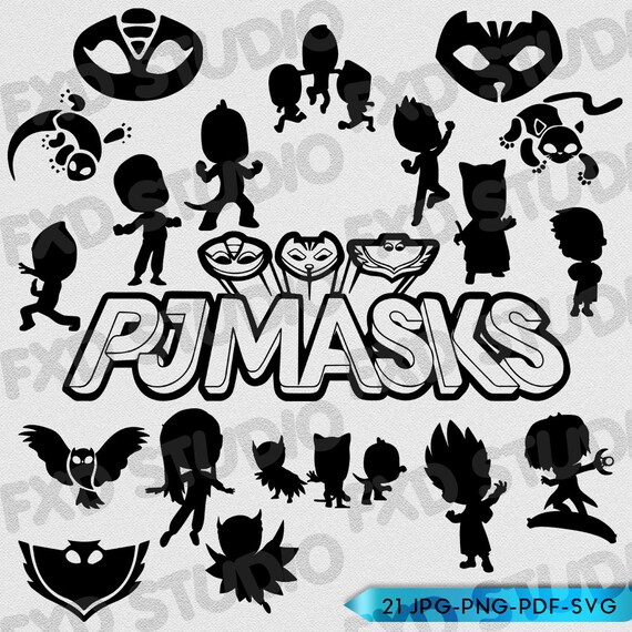 Items similar to PJ Masks Silhouette Clip Art Images, PJ Masks Clip Art ...