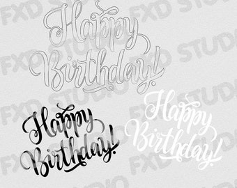 Happy Birthday Typography Text, Happy Birthday SVG files, Cricut SVG files, For Him and Her, other formats included.