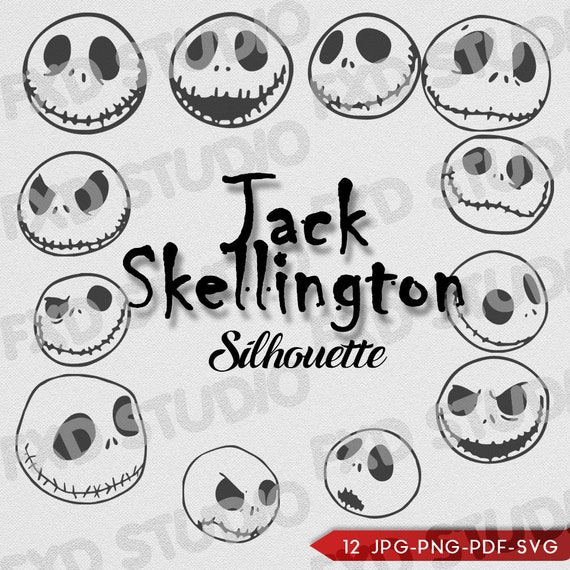 Halloween Jack Skellington Faces Silhouette Clip Art Images, Halloween  Silhouettes, Jack Skellington SVG, Halloween SVG Files