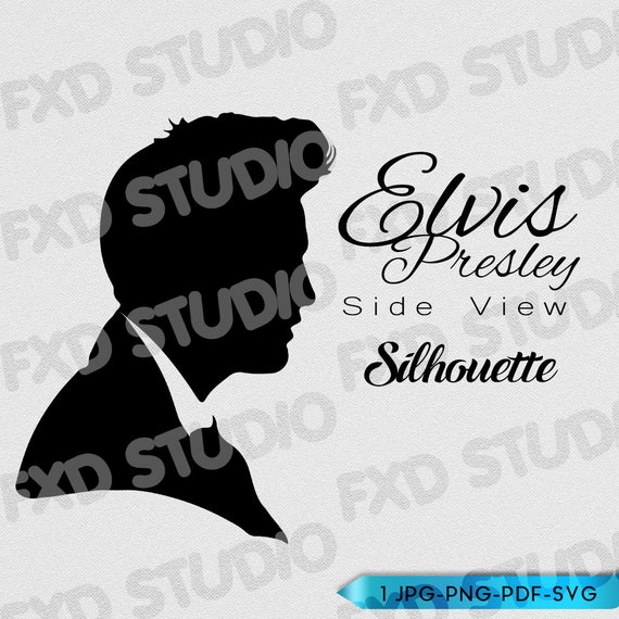 Download Elvis Side View Silhouette Clip Art Image Elvis Presley Etsy