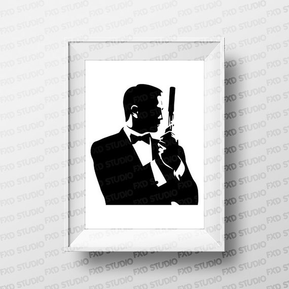 Double O7 Silhouette Clip Art Image, James Bond Silhouette, Secret Agent  Silhouette SVG File, T-shirt Printable, Cricut File 