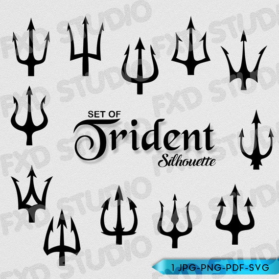 Download Set Of Trident Silhouette Clip Art Images Trident Svg Etsy