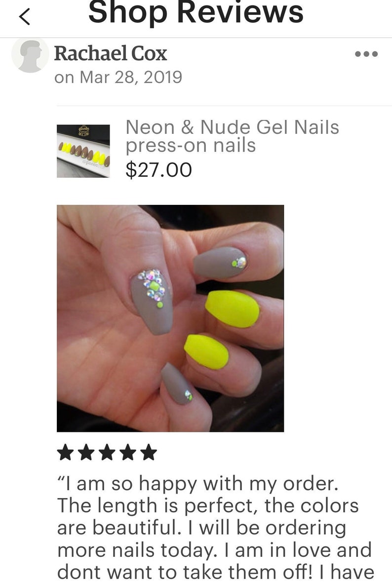 Neon Nude Gel Nails Press On Nails Etsy