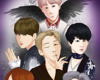 BTS Poster K-pop Original Art BTS Poster Blood Sweat and - Etsy BTS Poster K-pop Original Art BTS Poster Blood Sweat and - Etsy