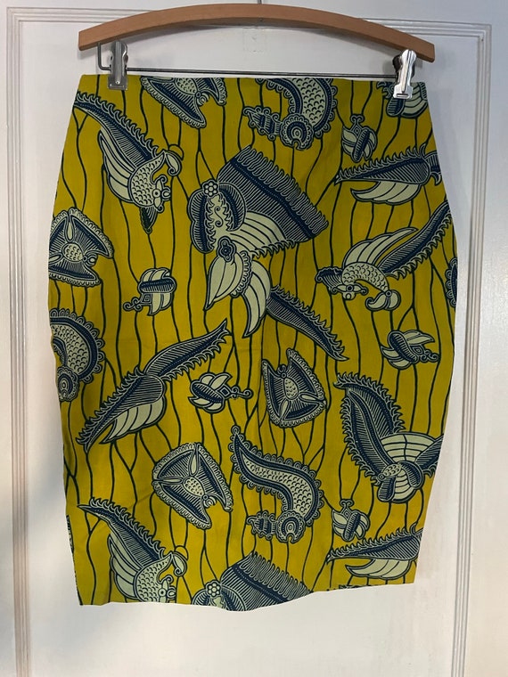 African print pencil skirt vintage