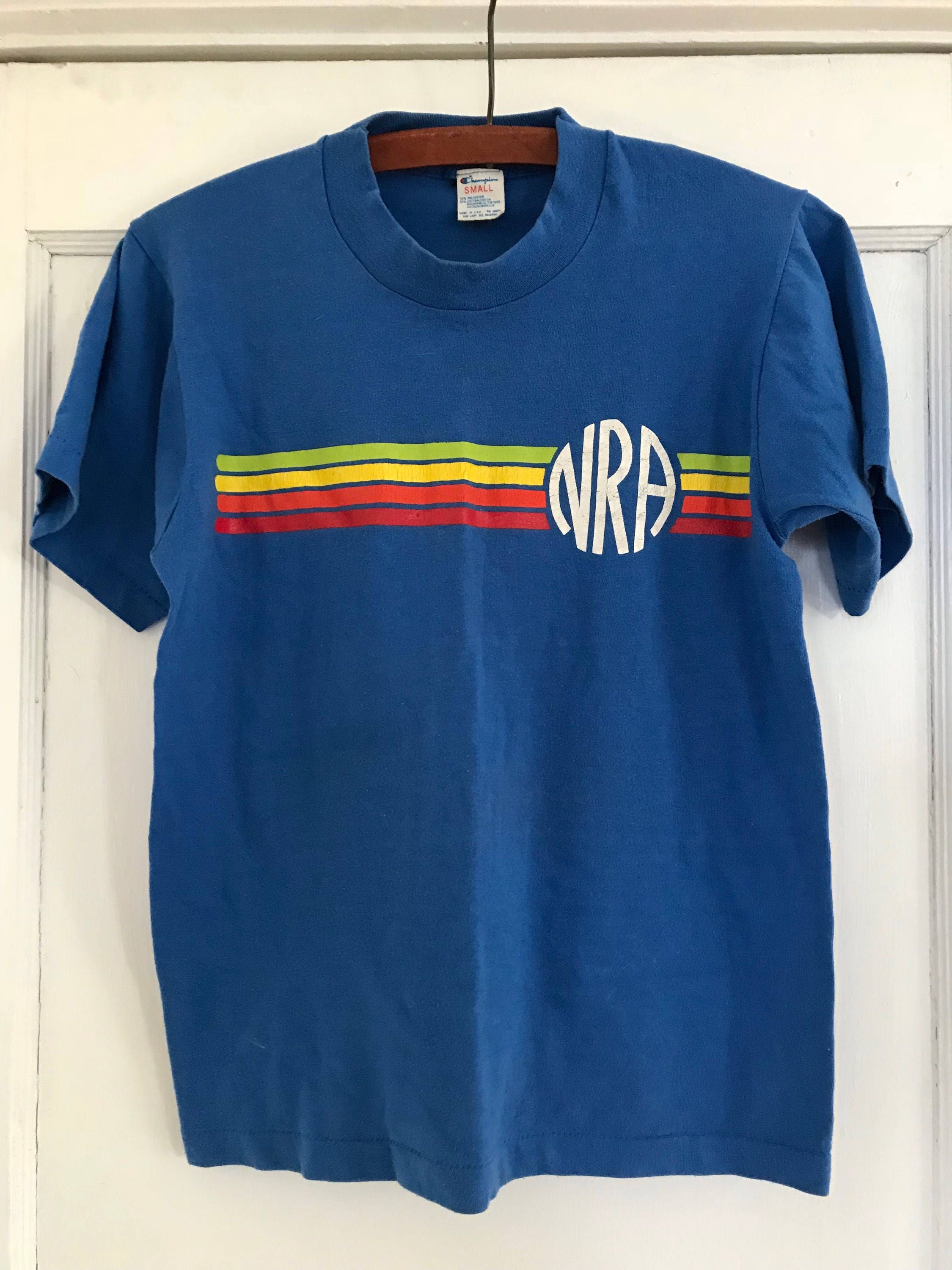 Vintage NRA t-shirt blue with rainbow print | Etsy