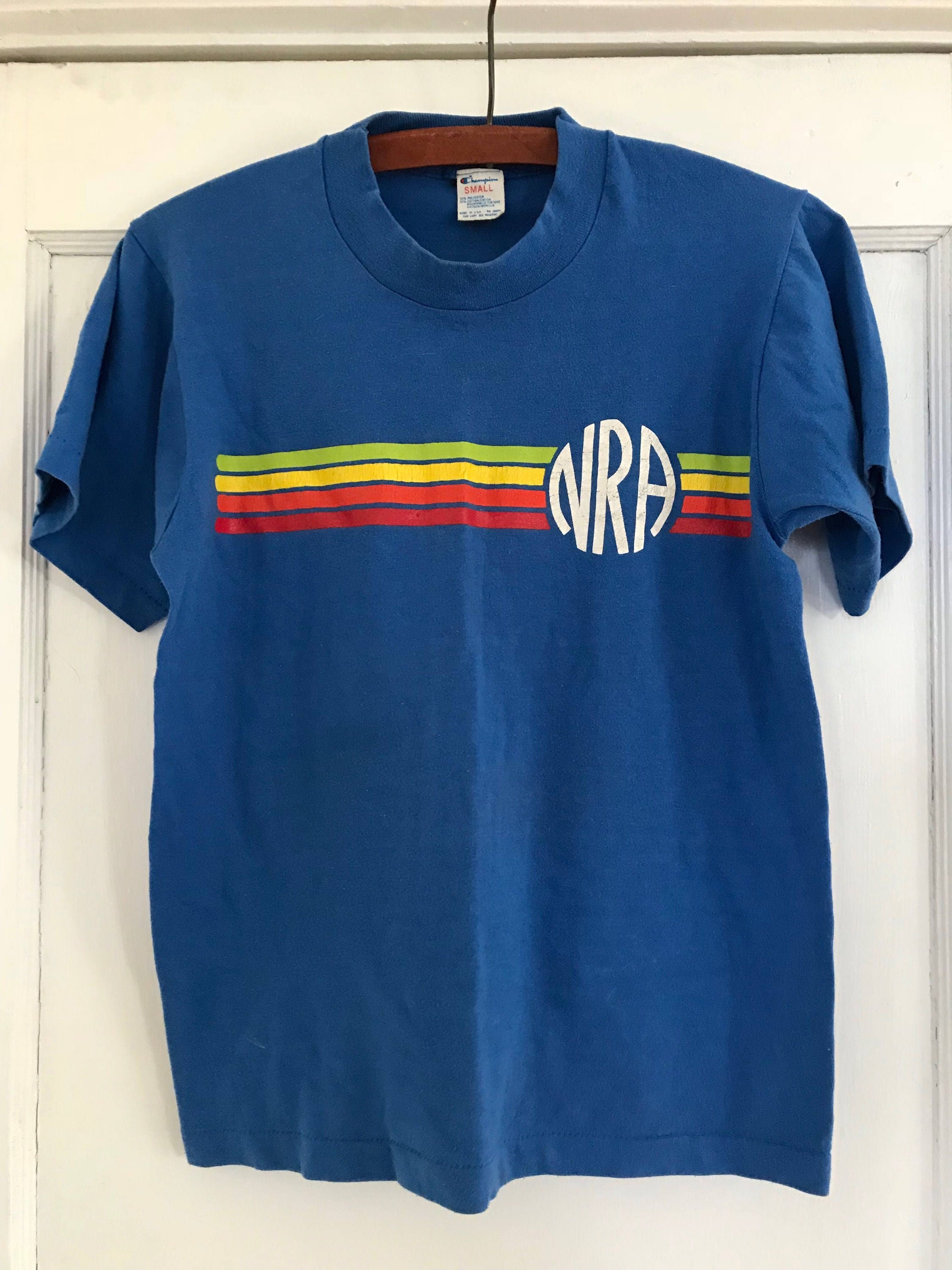 Vintage Nra Shirt : Nra Rainbow Shirt Vintage Blue