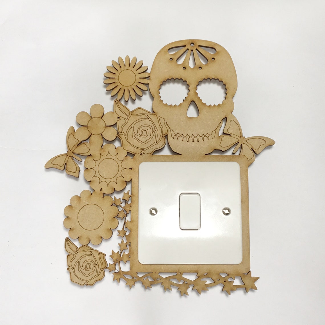 Light Switch Plate Surround Day of Dead Skull With Flowers and Etsy