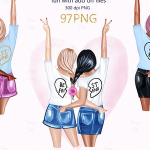 Build Your besties clipart bundle, Summer Spring Buy and Build Your own Best friends Custom art, Girls PNG, Customizable, Add on, BFF PACK