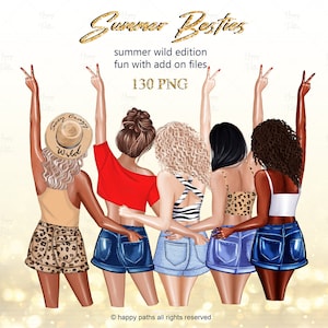 Koop en maak Summer Besties-clipart, geweldig cadeau voor je vrienden, ADD On, karakterbouwer, aanpasbare vriendenbouwer, mensen clipart
