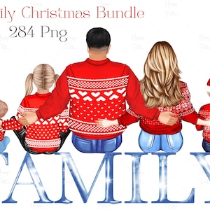 Bundle Christmas Big family,Christmas png, Sweater,Mother, Father, girl, boy, Baby clipart, Winter clipart,Parents and kids clipart,Sisters