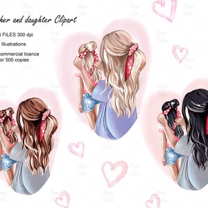 Buy this item for MOTHER&#39;S day gifts , gift for mom,mothers day gift, daughter clipart, girly illustration, mom and daughter clipart
