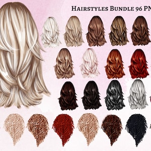 Hairstyles Clipart Back, Hair for besties clipart, Women&#39;s Hairstyles Clipart, Curly hairstyle clipart, Custom female hairstyles clipart