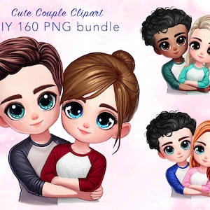 Cute couple Clipart, Chibi couple DIY clipart, Couple Portrait Creator, Boy and Girl Png, Lovers Personalized Portrait, Custom Doll Clipart