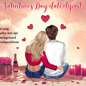 Personalized valentines clipart, Love couple illustration, sweet custom portrait, Boy and girl png bundle, Sweet lovers illustration, DIY