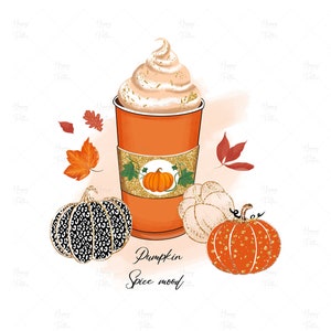Compre 3 y pague 2 calabazas Clipart Otoño PNG clipart Me encanta el café con leche con especias de calabaza Sublimación Imágenes prediseñadas de hojas de especias de calabaza, estado de ánimo de otoño Acción de gracias