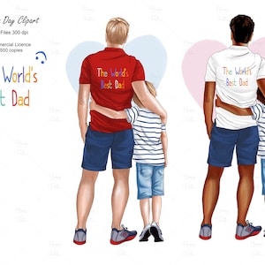 Father&#39;s day clipart, Father and son clipart, Man clipart, Child clipart, Dad gift, African american man, Boy clipart, Family clipart