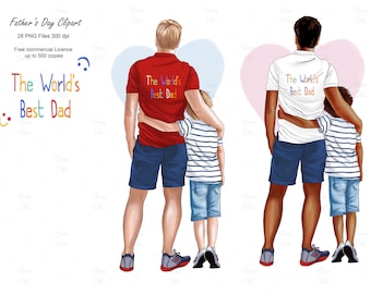 Father's day clipart, Father and son clipart, Man clipart, Child clipart, Dad gift, African american man, Boy clipart, Family clipart