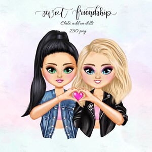 Chibi Besties Soul sisters clipart, Chibi clipart,Friendship clipart, Best friends clipart,Lovely sisters clipart,Cute clipart, Girl clipart