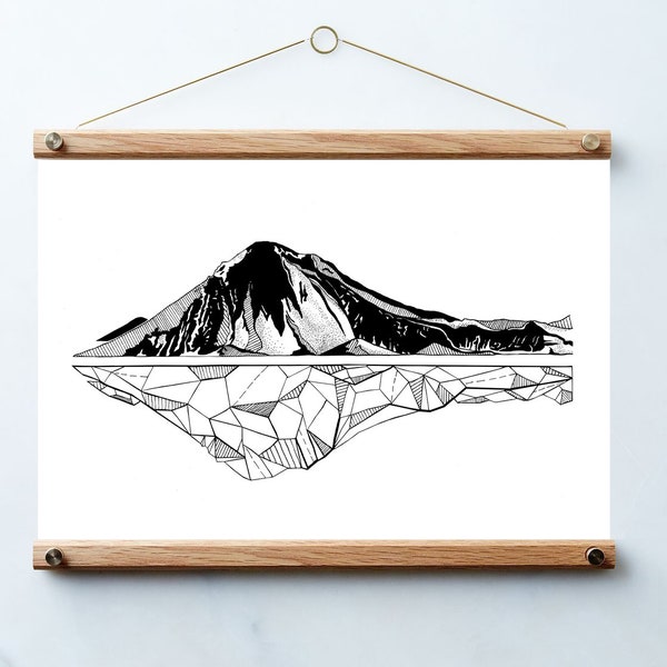 Keilir - Geometric mountain print art - Icelandic print art A4 13x18 10x15