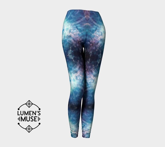 Leggings Woman Space Pattern Blue Cosmos Print Etsy Canada