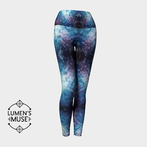 Deep Blue Cosmos Fractal Yoga Leggings (Extra High Waist)