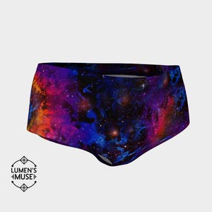 Booty Shorts womans, Purple Pink Space print