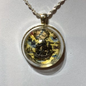 Plata barco tesoro mapa collar piratas globo globo de cristal Pirata del Caribe Johnny Depp