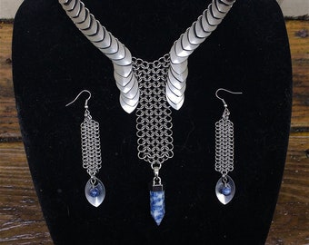 Virago chainmail and scale stainless steel necklace set