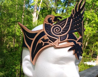 Double raven leather crown - made to order