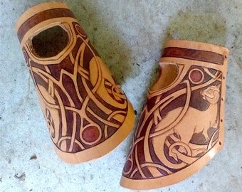 Tauntaun tooled leather bracers - made to order