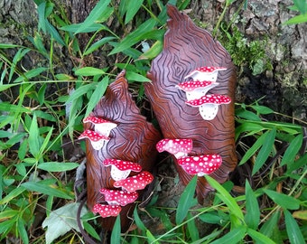 Tooled leather amanita mushroom bracers - made to order