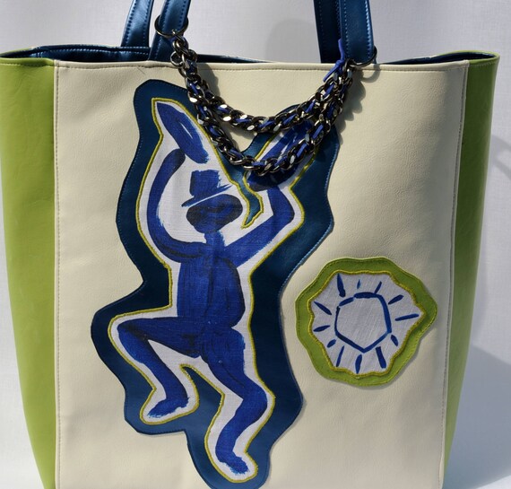 Beige Kiwi Vegan Leather Handbag With Navy Blue Details 601 - Blue Leather Tote Bag Usa Beige Kiwi Vegan Leather Handbag With Navy Blue Details 601 - Blue Leather Tote Bag Usa