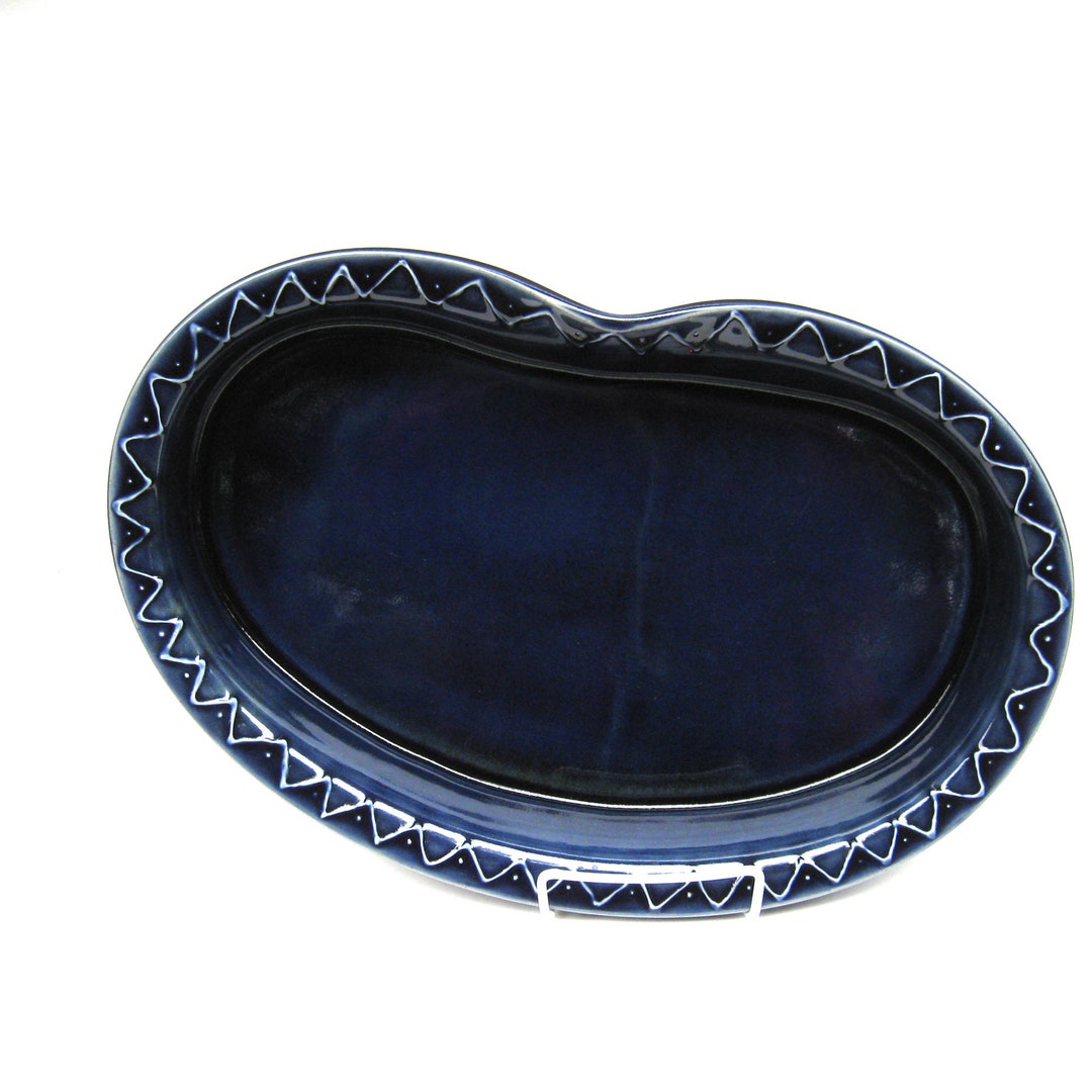 Large Blue Platter, Blue Ceramic Platter, Large Oval Platter Etsy