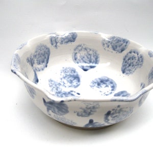 Large white bowl, large blue bowl, large ceramic bowl, white serving bowl