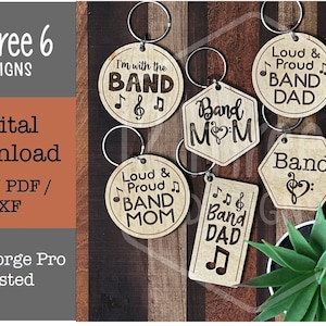 Digital File Marching Band Keychains: Laser Cut File, Glowforge, SVG/PDF/DXF, Bundle File, Band Instruments, Band Mom, Wood Keychain