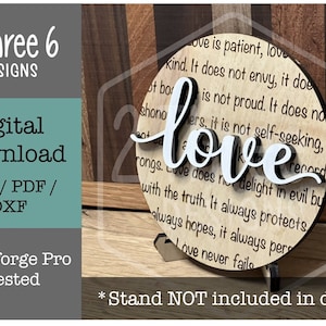 Digital File Love Bible Verse Sign Laser Cut File, Glowforge, SVG/PDF/DXF, Inspirational, Wedding Gift, Wood Sign, Religious, Tiered Tray