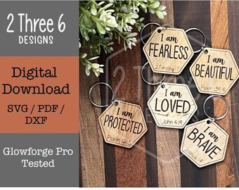 Bible Verse Keychains: Laser Cut Files, Glowforge SVG/PDF/DXF (Digital Download)