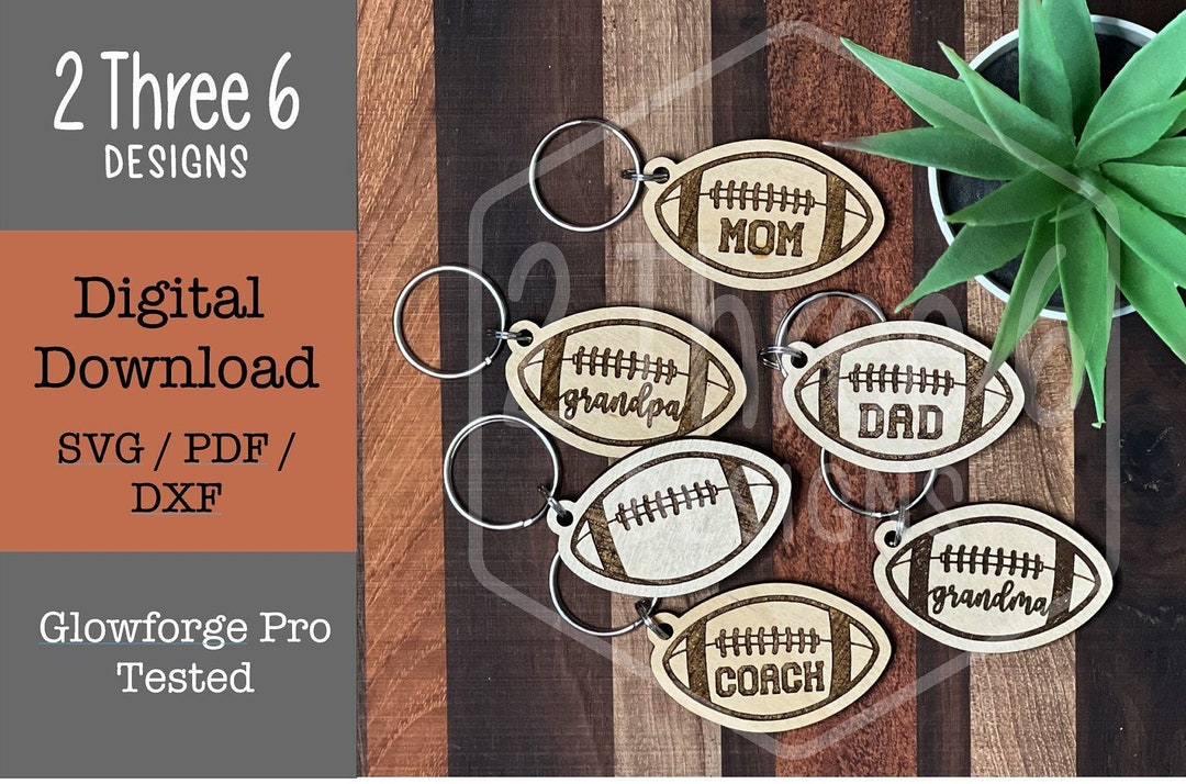 Digital File Football Keychains: Laser Cut File, Glowforge, SVG/PDF/DXF ...