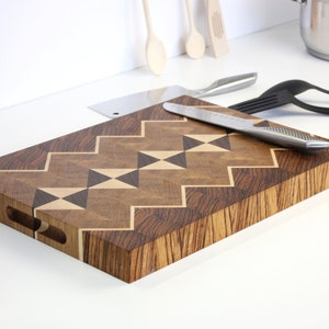 Beautiful Cutting Board Endgrain Board Diamond pattern Cutting Board Zebrawood image 1