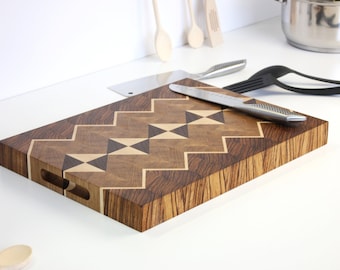 Beautiful Cutting Board Endgrain Board Diamond pattern Cutting Board Zebrawood