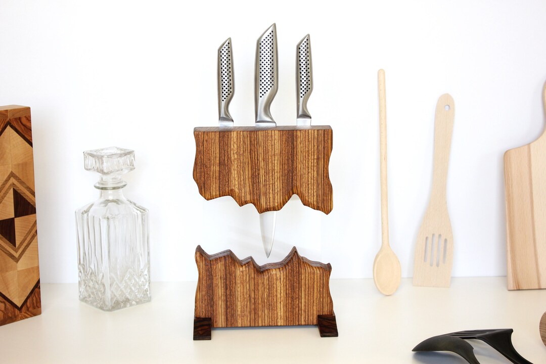 Floating Knife Holder Zebrawood Knife Stand Knife Rack