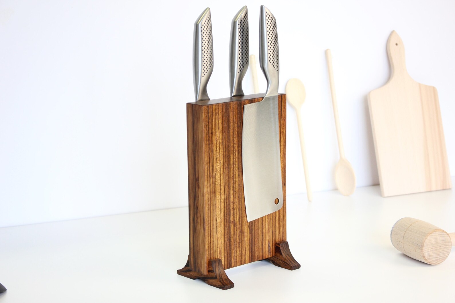 Beautiful Knife Holder Knife Block Zebrawood Knife Etsy