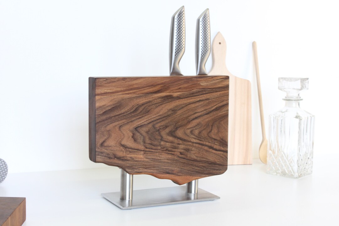 Live Edge Knife Holder Knife Holder Made From Walnut Wood Both