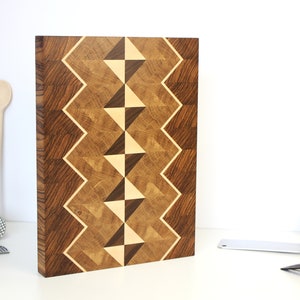 Beautiful Cutting Board Endgrain Board Diamond pattern Cutting Board Zebrawood image 9